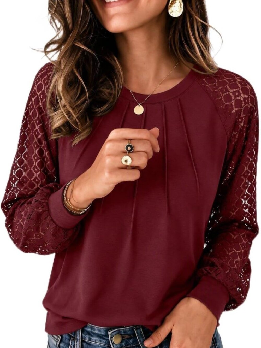 Chic Long Sleeve Lace Tops for Women | Dressy Casual Blouses & Shirts